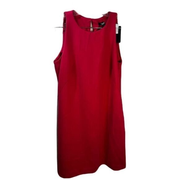 Red Premise Sleeveless‎ Sheath Dress With Back Button Closure Size 12 Womens - Picture 1 of 4